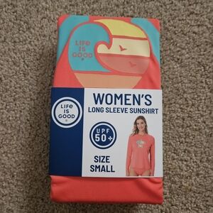 Life is Good Women's Small Coral Long Sleeve Sunshirt UPF 50+ Activewear Turtle
